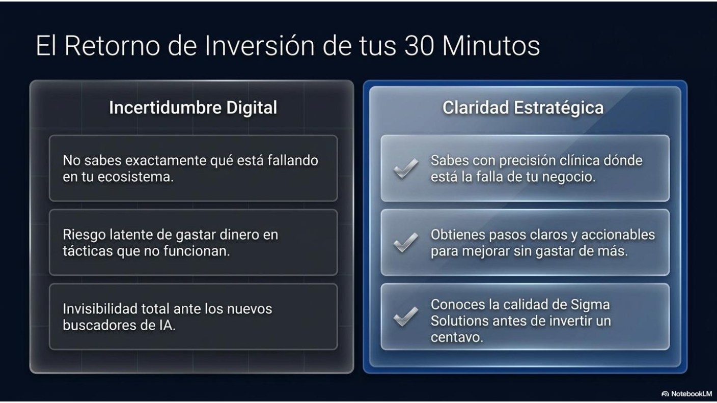 Diapositiva 7 de 8 — Presentación del Diagnóstico IA, Sigma Solutions