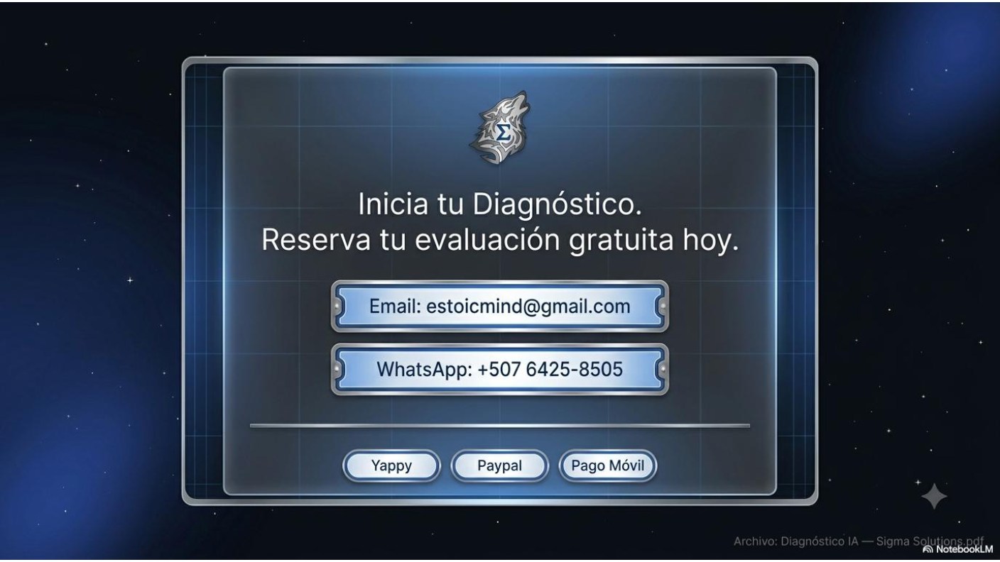Diapositiva 8 de 8 — Presentación del Diagnóstico IA, Sigma Solutions