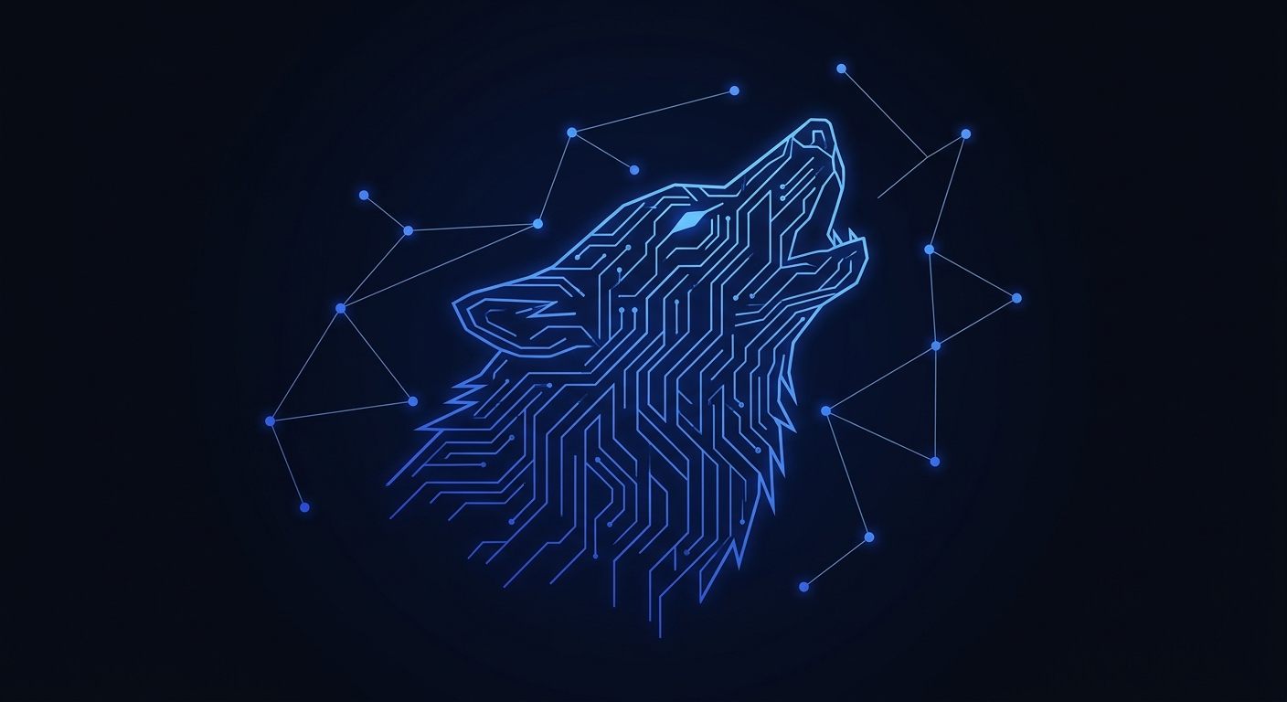 Un lobo formado por una constelación de estrellas bajo la luna — el emblema de Sigma Solutions, representando la fuerza y elegancia de un solo operador resolviendo de principio a fin.